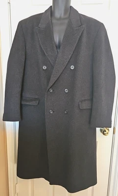 Abrigo de Colección Para Hombres 48R Gris Carbón Mezcla Lana Cachemira Doble Pecho Forrado Foto 1 de 4