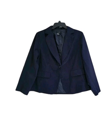 New Sandro Woman Navy Blue 1 Button cotton Spandex Blazer Jacket Plus Sz 1X - Image 1 of 4