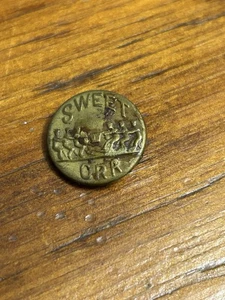 SWEET ORR Tug O War Antique textured Brass OVERALL BUTTON Wobble shank - Picture 1 of 3