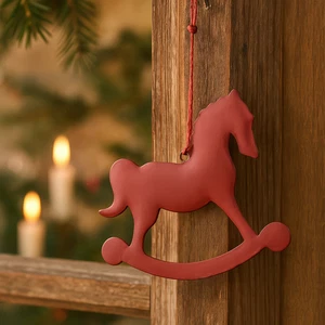 AKTION Schaukelpferd Metall hängend rot ca. 10 cm zur Deko für Fenster Tür Wand - Picture 1 of 2