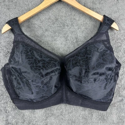 Playtex 18 Hour Wireless Bra 44DDD Black Satin Soft Cup Adjustable Strap 4693 - Image 1 of 4
