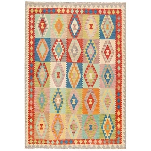 Kelim Afghan 243X176 Cm Handgewebter Orientteppich Rug Geometrisch - Bild 1 von 12