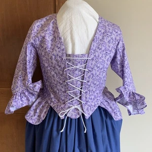 Multi Purple Calico Cotton Colonial, Outlander, Ren Faire, Pirate Bodice. L+\XL. - Picture 1 of 7