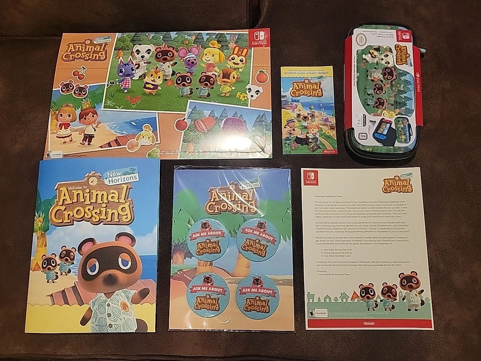Animal Crossing New Horizons Switch Kit de Lanzamiento, Carteles Promocionales, Estuche de Viaje, Raro Foto 1 de 4