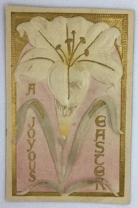 Postcard Embossed A Joyous Easter Lily Flower D152 - Picture 1 of 2