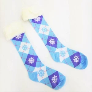 Knee High Socks Faux Fur M/L Girls blue/purple winter holiday Xmas Xhilaration - Picture 1 of 3