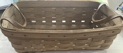 Longaberger Bread Gathering Basket With Leather Handles Retangle Basket Cover