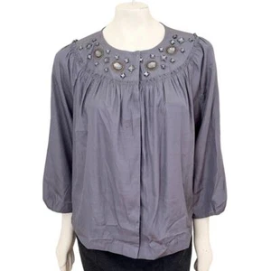 VICTOR COSTA Jewel Embellished Snap Front Formal Blouse Jacket WOMEN'S 1X - Picture 1 of 9