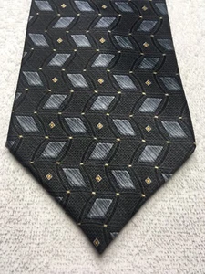 GEOFFREY BEENE MENS TIE BLACK WITH GOLD AND GRAY 4 X 61 - Picture 1 of 4