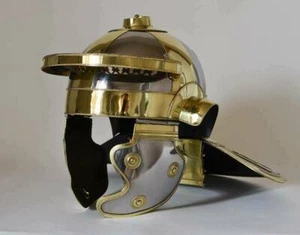 Réplica de casco Niedermormter romano galo recubierto de acero y latón medieval museo - Imagen 1 de 5
