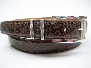 Hebilla de plata esterlina con cinturón de avestruz genuino de 30 mm talla 26 a 46 hecho en EE. UU. - Imagen 1 de 10