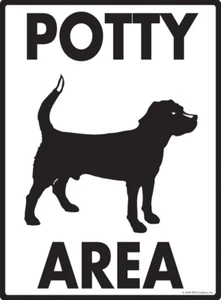 Potty Area Sign with Dog Standing Exterior Rustproof Aluminum Sign - 9" x 12" - Picture 1 of 2