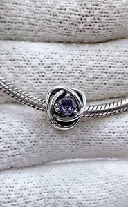February Purple Eternity Circle Charm S925 Silver Charm For Bracelet - Picture 1 of 1