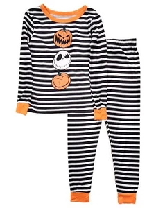 Disney Girls Black & White Jack Skellington Nightmare Before Christmas Pajamas - Picture 1 of 2