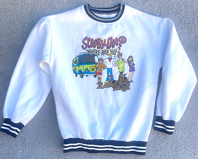 Scooby Doo Sweatshirt Womens Medium Halloween 70s Cartoon White Thick Cotton • 356.79€