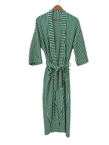 Accappatoio lungo vintage anni 70 righe colorate poli maglia cappotto loungewear tasche TG M unisex - Foto 1 di 10