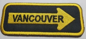 VANCOUVER Oneway Arrow Embroidered Patch Iron on aprox 1.25x4" - Picture 1 of 2