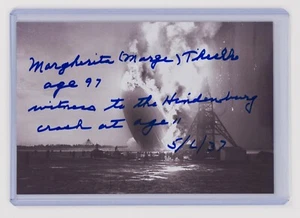 Marge Thielke signiertes 4x6 Foto - Historisches Katastrophenzeug von 1937 Hindenburg - Bild 1 von 2