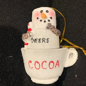 The Original S'mores Marshmallow Snowman in a Cocoa Mug Ornament - Picture 1 of 6