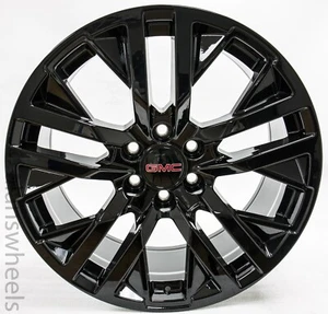4 GMC Yukon Sierra Denali Escalade Factory OEM Gloss Black 22” Wheels Rims 5903 - Picture 1 of 4