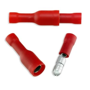 Conectores de enchufe de bala engarzado rojo macho-hembra calibre 22-18 - Imagen 1 de 1