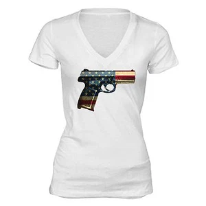 American Flag Gun 2nd Amendment 4th of July T-shirt Clothing USA Shirt White - Picture 1 of 1