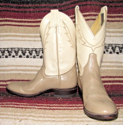 Botas de Vaquero Mujer Vintage Panhandle Delgadas Cuero Tostado/Hueso 5 1/2 C NUEVAS en Caja Foto 1 de 4