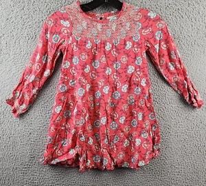 Peek Floral Print Smocking Dress Girls' 4/5 Multi Round Neck Button Back L/S - Picture 1 of 12