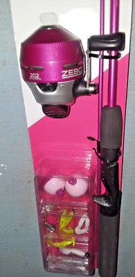 Zebco 202L Spin cast Reel & Rod Combo, 5’ 6” 2-Piece  27pcTackle Box LOWER PRICE - Image 1 of 4