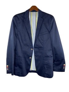 Cuadra Mexico Large Blue Academia Cotton Blazer Pick Stitch detail color buttons - Bild 1 von 12