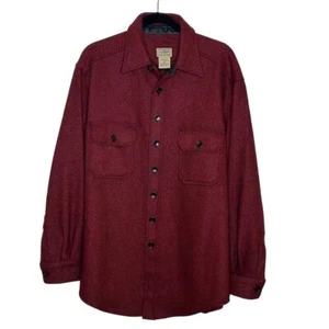 L.L. Bean Wool Blend Shacket Shirt Jacket Size L Reg Red Black Classic Outdoor - Picture 1 of 8