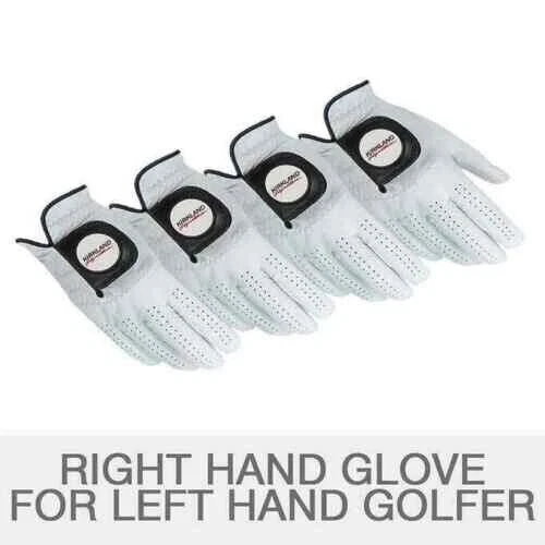 Open Box Kirkland Signature Premium Leather Golf Gloves Right Hand 4 Pack ML
