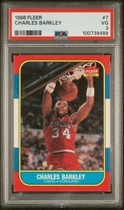 Graded 1986 Fleer Charles Barkley #7 Rookie RC Basketball Card PSA 3 VG - Picture 1 of 2
