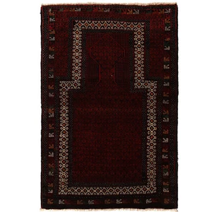 Handmade Afghan Traditional Area Wool Baluchi Prayer Red Rug 2'8x4'4 ft - G16613 - Picture 1 of 4