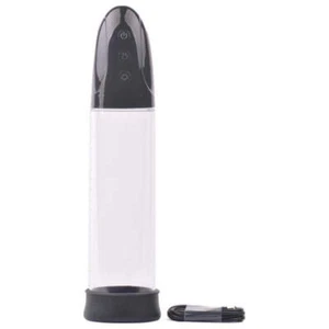 LuvPump Automatic 3 Mode Penis Pump w Sleeve and Donut, Black/Clear - Picture 1 of 5