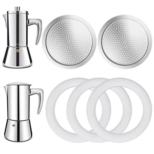 2 Pcs Filter with 3 Pcs Silicone Gasket Seals for 6 Cup Stovetop Espresso Cof... - Picture 1 of 9