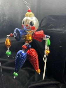CHRISTOPHER RADKO Vtg Red Green Blue Beaded Wiggle Man Glass Christmas Ornament - Picture 1 of 5