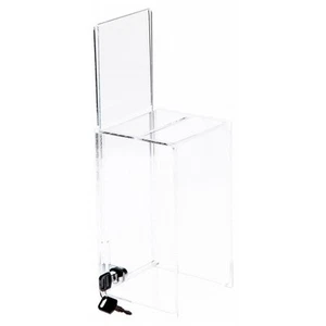 Plymor Clear Acrylic Locking Ballot Box With Sign Holder, 5" W x 5" D x 9" H - Picture 1 of 1