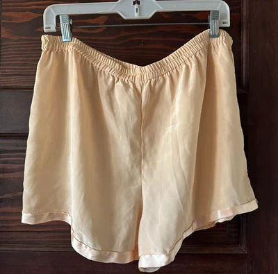 Vintage VICTORIA'S SECRET Shimmer Light Yellow Sleep Shorts GOLD LABEL Size L - Image 1 of 4