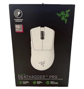 Razor Deathadder V3 Pro Ergonomic Gaming Mouse White Edition RRP £129.99 New - Picture 1 of 5