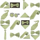 Sage Green Satin Wedding Tie Mens Kids Bow Ties Formal Prom Grooms Sets Page Boy