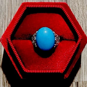 Natural Turquoise Ring Sleeping Beauty Turquoise  Handmade 925sliver Adjustable - Picture 1 of 9