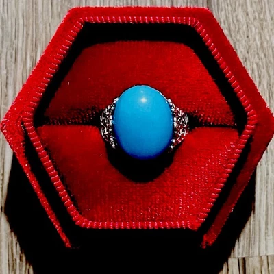Natural Turquoise Ring Sleeping Beauty Turquoise  Handmade 925sliver Adjustable - Image 1 of 4