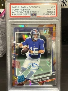 2023 Clearly Donruss Tommy Devito Auto Vintage Strips Rated RC #12/18 PSA 9 - Picture 1 of 16