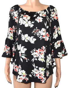 Off The Shoulder Tops Women's Elastic Neckline Flare Sleeve Blouse Size XL - Picture 1 of 4