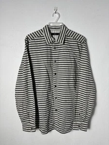 Diesel Black White Striped Long Sleeve Shirt L Prison Stripe Orange Stitch Rare - Picture 1 of 11