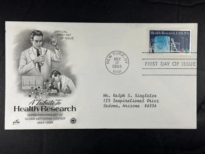 FDC 1984 Health Research 100th Anniversary Sloan-Kettering NY 20¢  a746 - Image 1 of 2