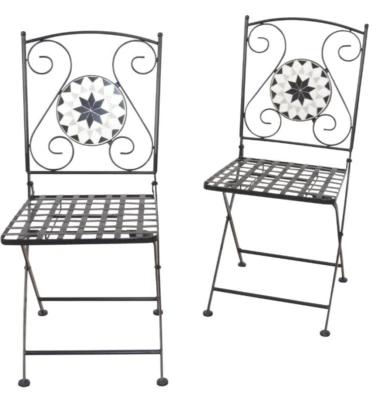 MOEBEL-DIREKT-ONLINE 2er-Set Gartenstühle "Bamberg", Metallstühle 2Stück, klappbar