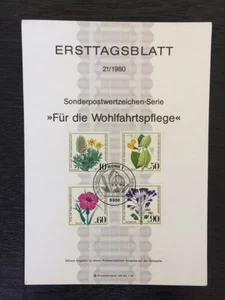 4 estampillas de franqueo antiguas, flores de colección de Alemania, 1980 - Imagen 1 de 1