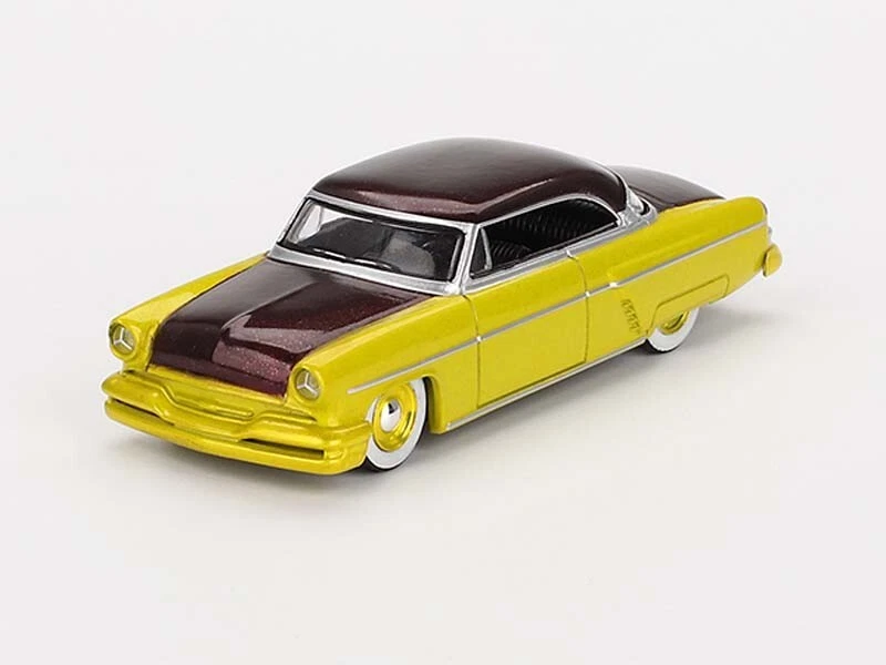 1954 Lincoln Capri Hot Rod Lime Yellow 1/64 Diecast Model By Mini Gt Mgt00794